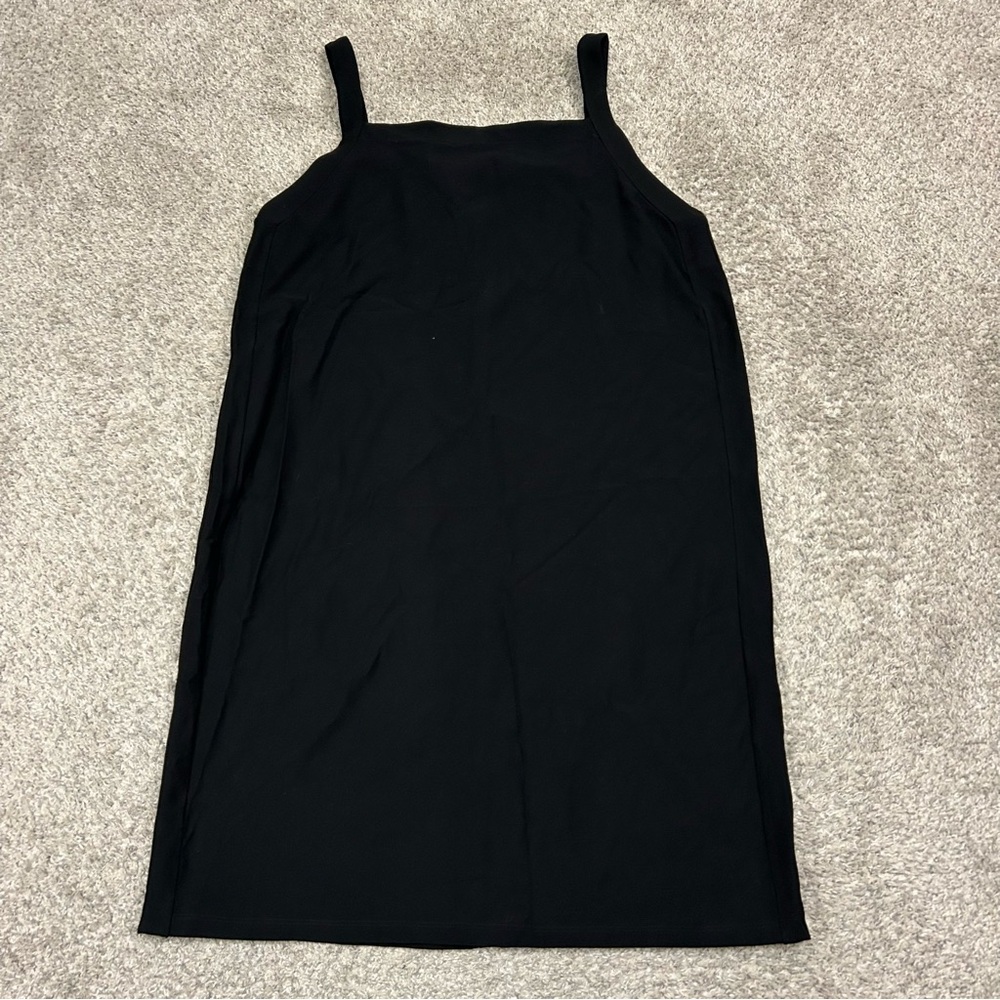 Eileen Fisher Stretch Crepe Square Neck Dress Women’s Medium Black USA Made